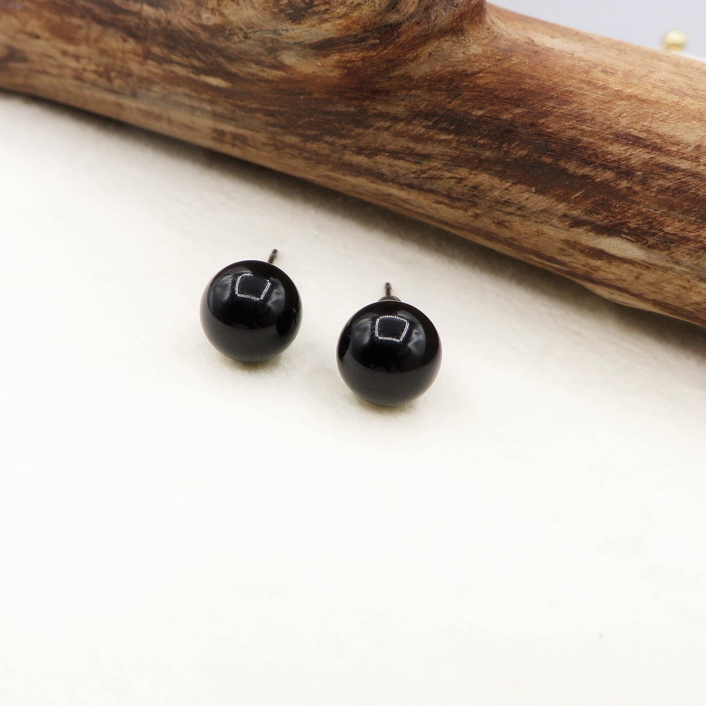 Sei Heki Studs ~ ORECCHINI a lobo in Acciaio Inossidabile con pietre naturali