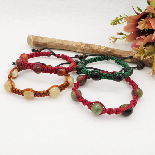 THAI JADE  STRING ~ Bracciale Giada multicolor 12mm tradizionale originale  realizzato in Thailandia da piccoli artigiani, realizzato con pietre naturali