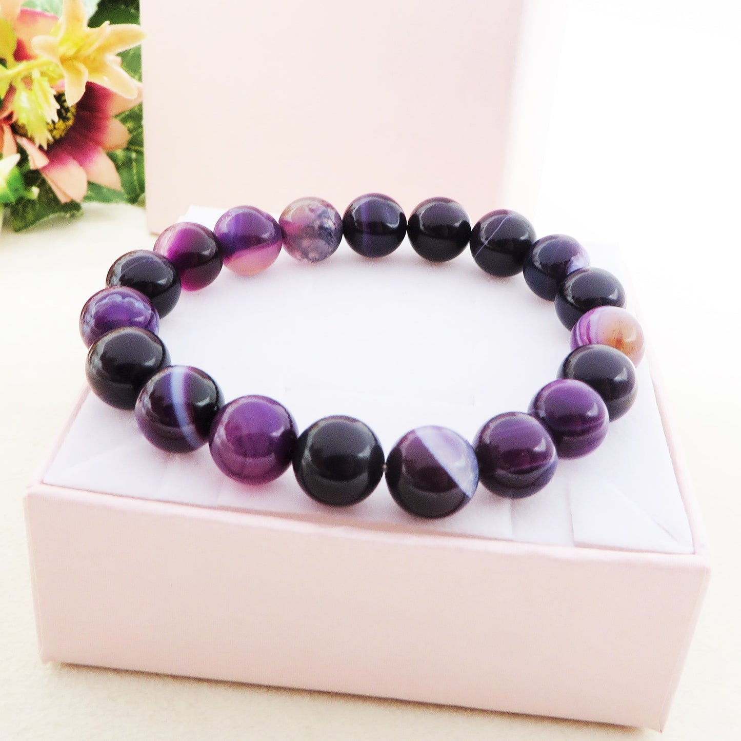 SAMYE ~ BRACCIALE ELASTICIZZATO IN AMETISTA NATURALE
