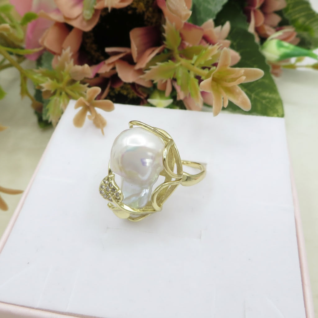 Pema Baroque - Anello regolabile in PERLA BAROCCA  NATURALE