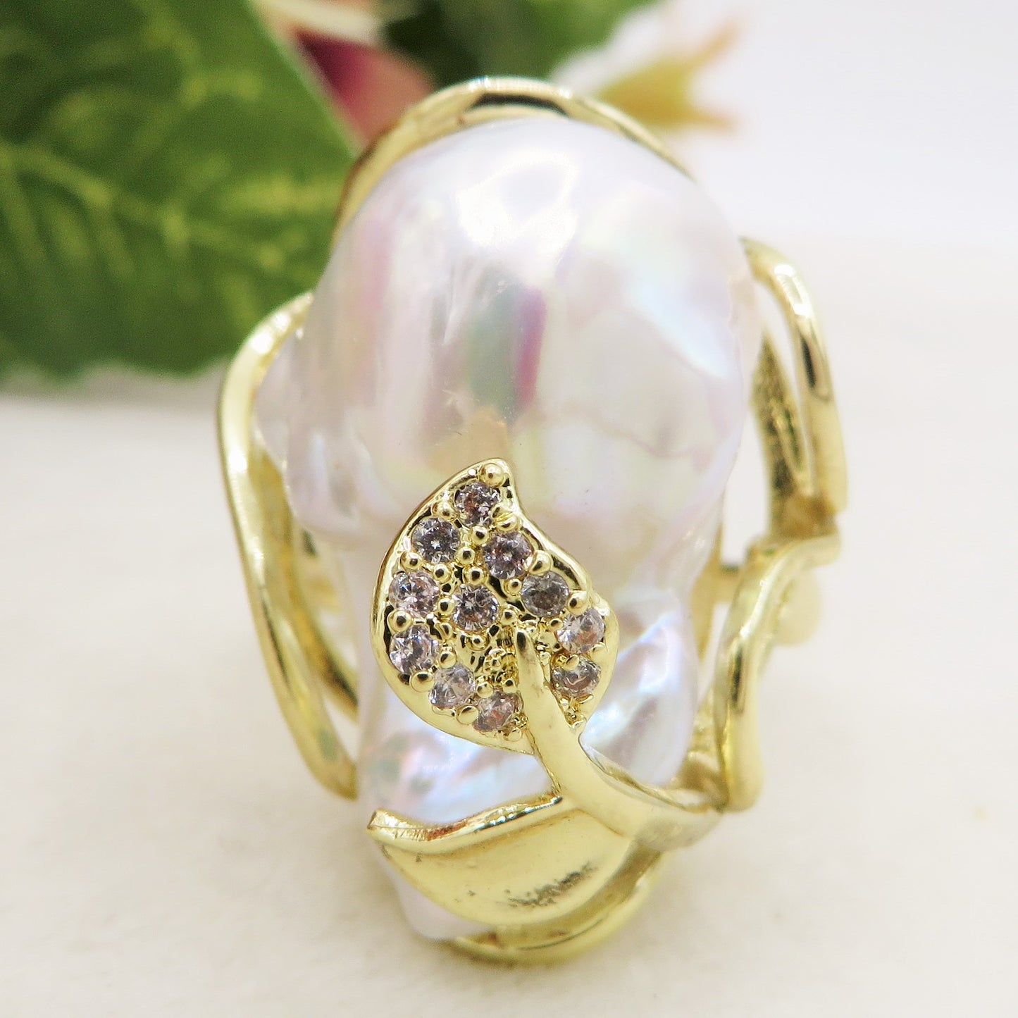Pema Baroque - Anello regolabile in PERLA BAROCCA  NATURALE