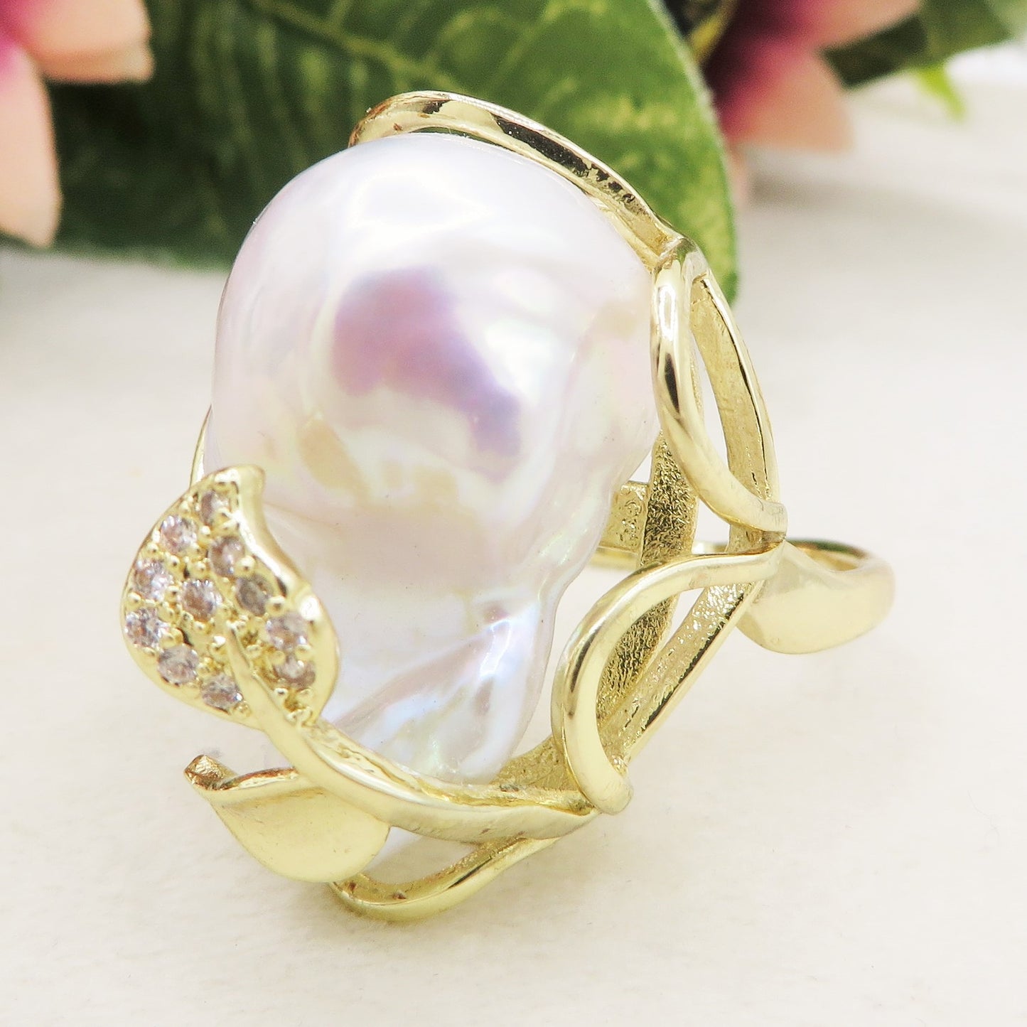 Pema Baroque - Anello regolabile in PERLA BAROCCA  NATURALE