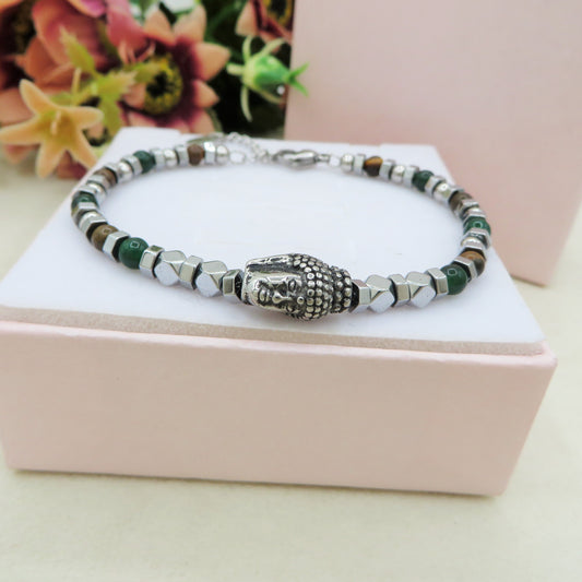 TASHI CUBETTI - Bracciale con Buddha in ACCIAIO INOSSIDABILE per uomo e donna