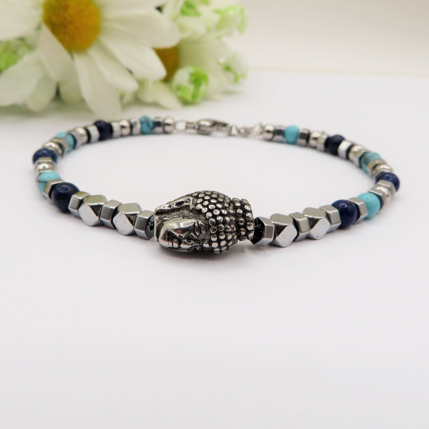 TASHI CUBETTI - Bracciale con Buddha in ACCIAIO INOSSIDABILE per uomo e donna