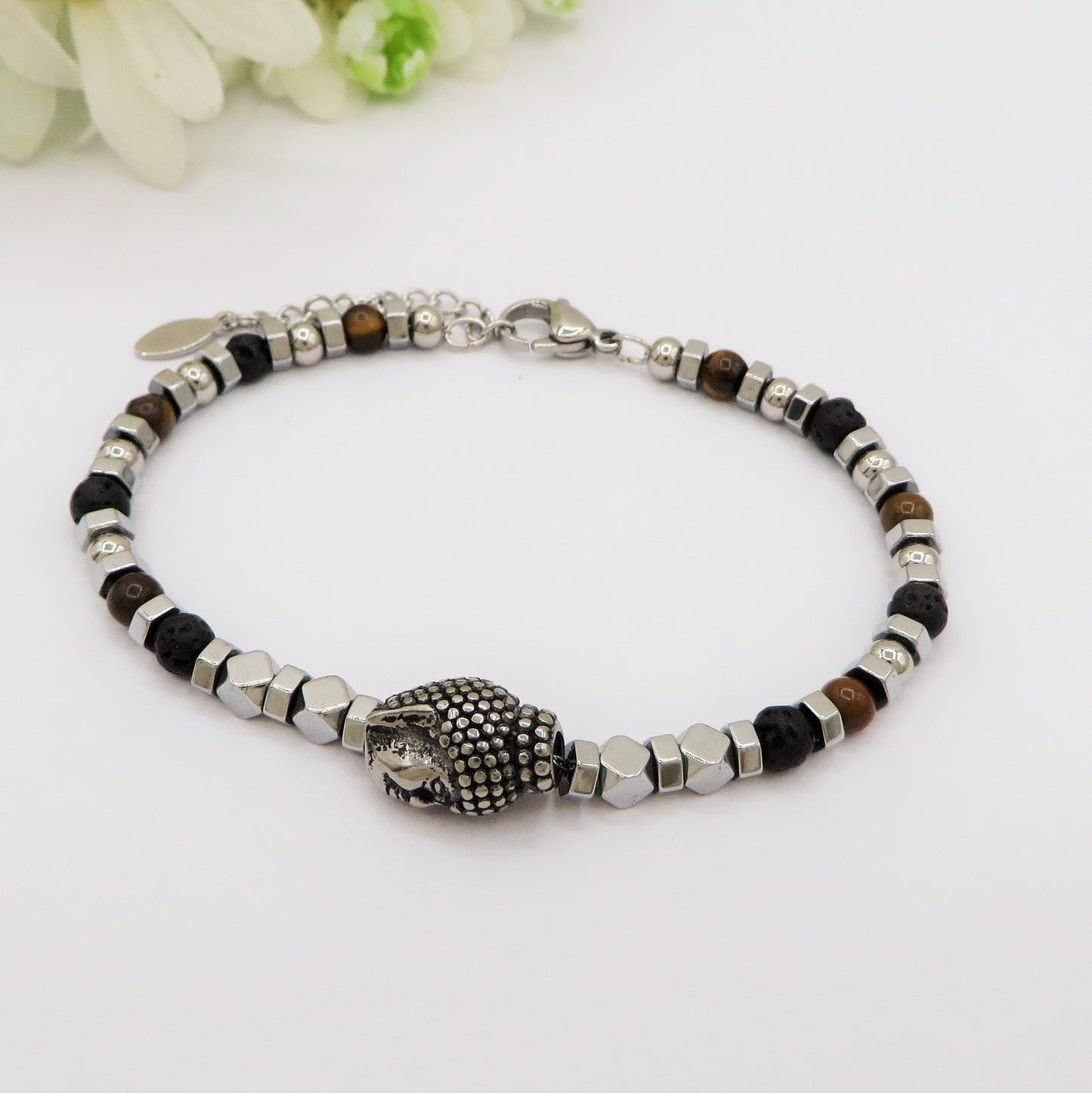 TASHI CUBETTI - Bracciale con Buddha in ACCIAIO INOSSIDABILE per uomo e donna