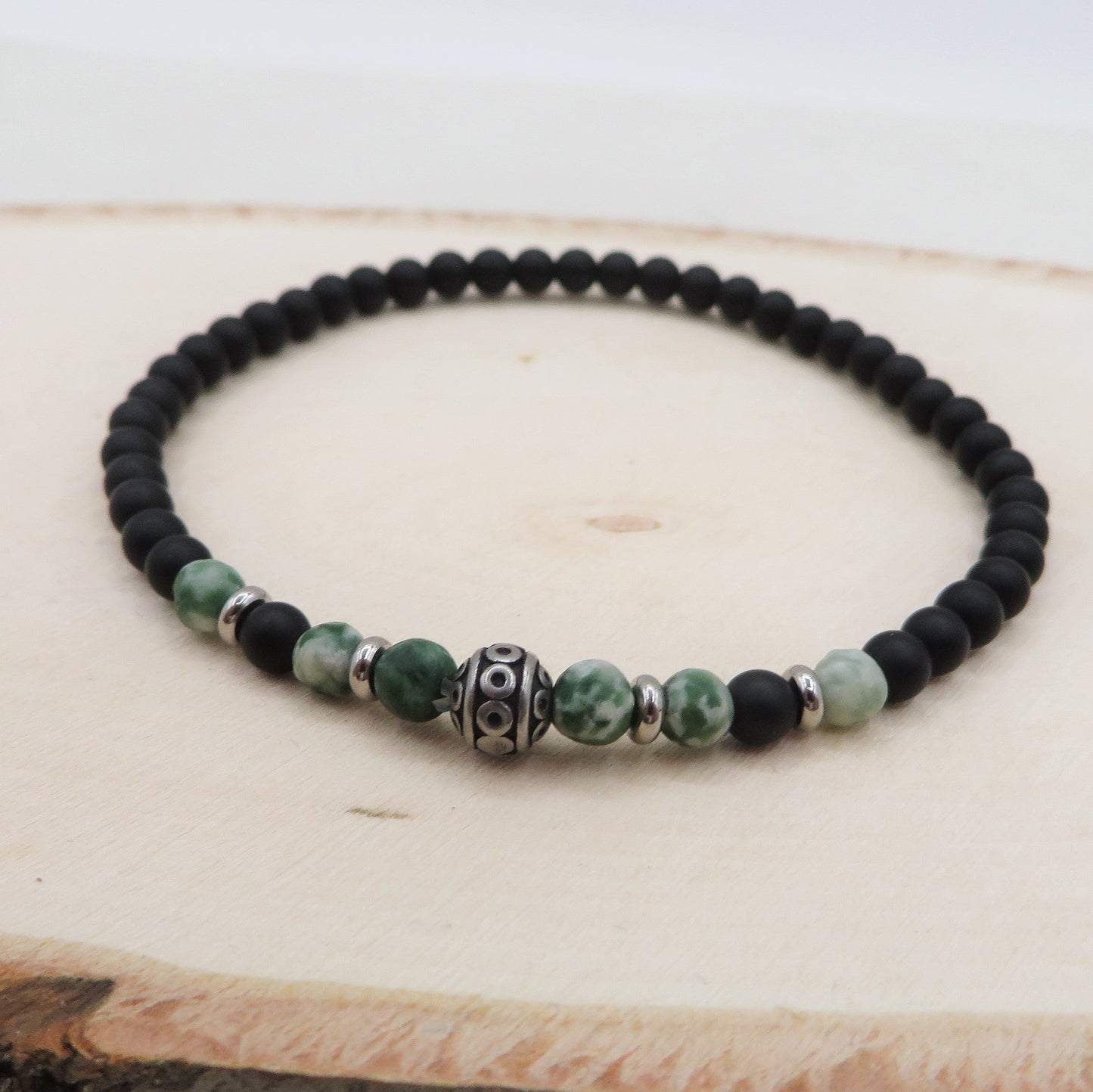 GUNNAR Bracciale uomo elasticizzato Perle in Resina + etniche ACCIAIO INOSSIDABILE