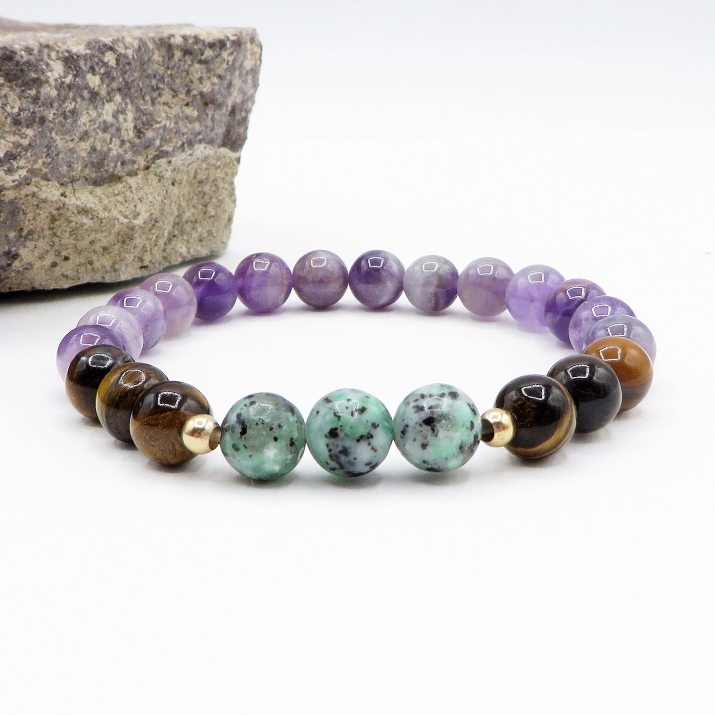 MARPA ~ BRACCIALE in 5 varianti pietre dura naturali ~ Lapislazzuli, Occhio tigre, Ametista, Quarzo  e turchese lapislazzuli