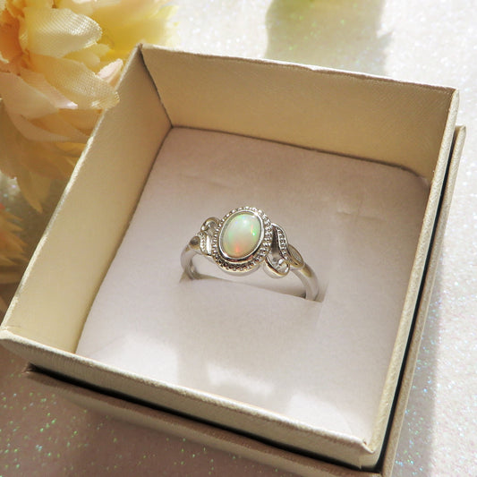 VRIKA ~ Anello regolabile in Opale di fuoco - Fire Opal naturale
