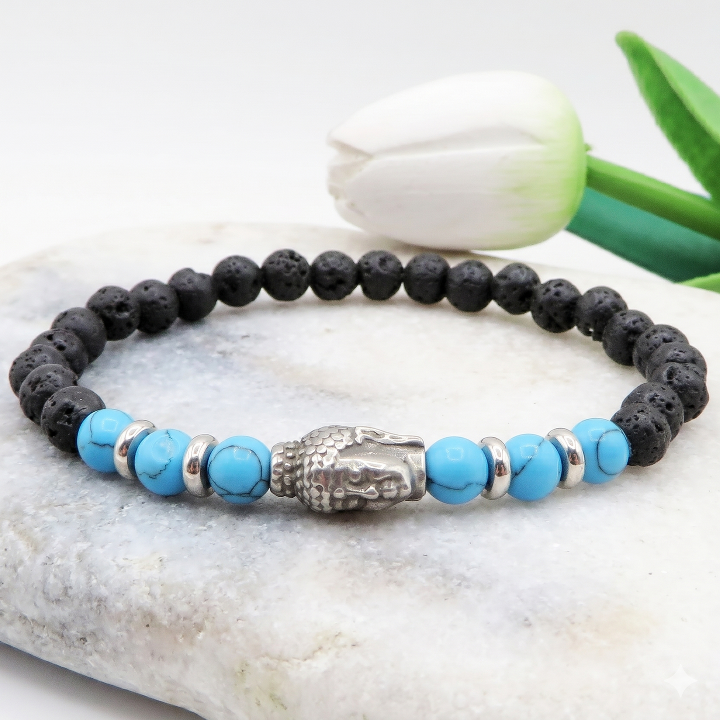 TASHI Bracciale elasticizzato con Buddha per uomo e donna