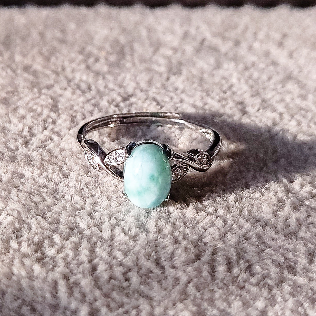 NILA SAMUDRA ~ Anello regolabile in A + LARIMAR naturale