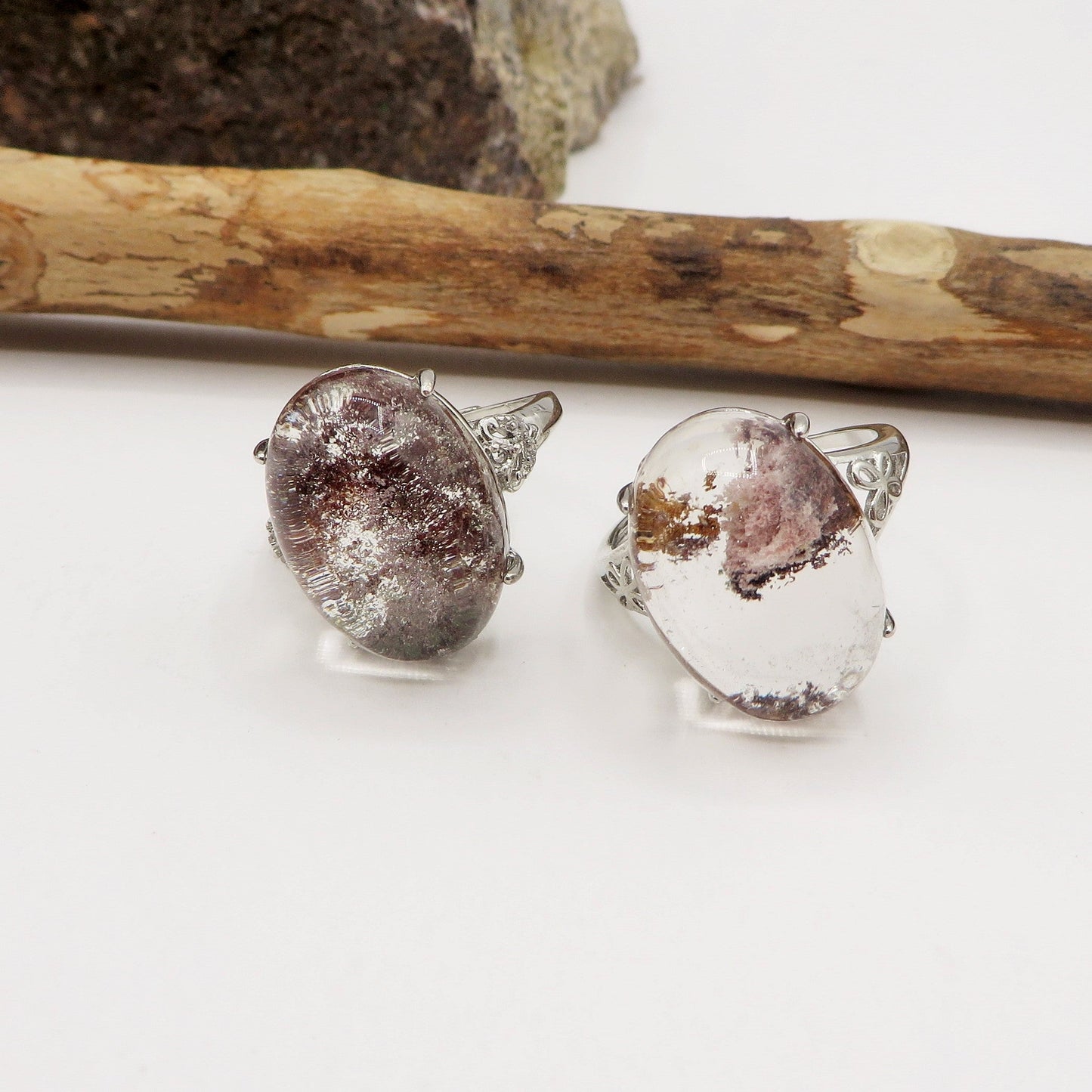 SANDAR XL ~ Anello regolabile in Quarzo Fantasma Phantom Quartz