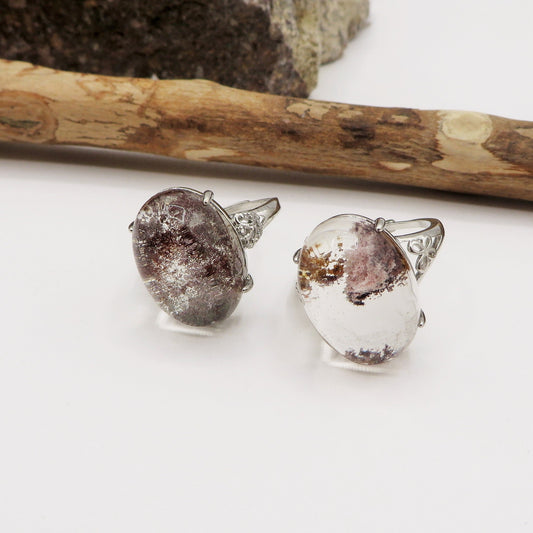 SANDAR XL ~ Anello regolabile in Quarzo Fantasma Phantom Quartz