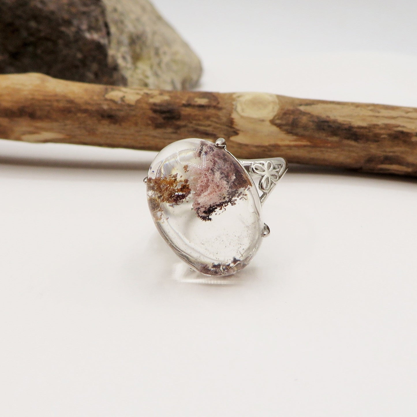 SANDAR XL ~ Anello regolabile in Quarzo Fantasma Phantom Quartz