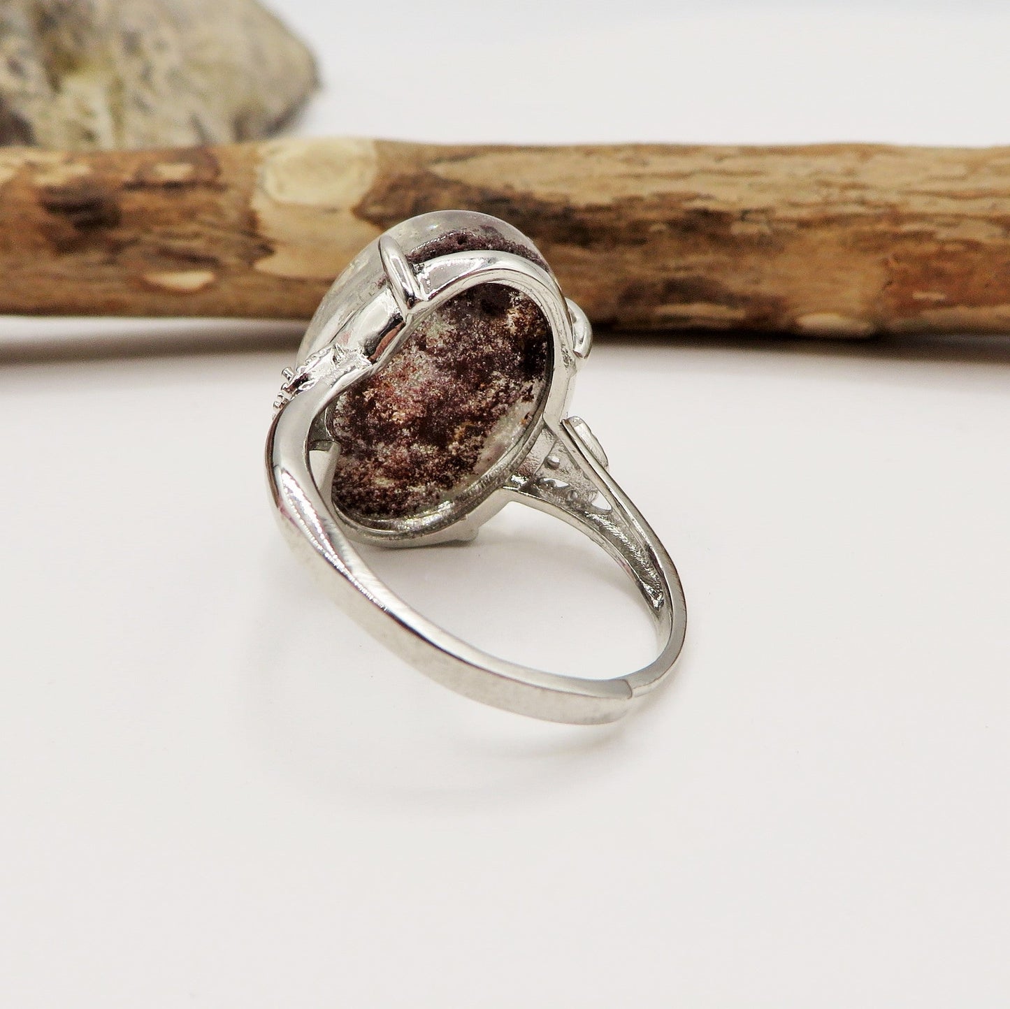 SANDAR XL ~ Anello regolabile in Quarzo Fantasma Phantom Quartz
